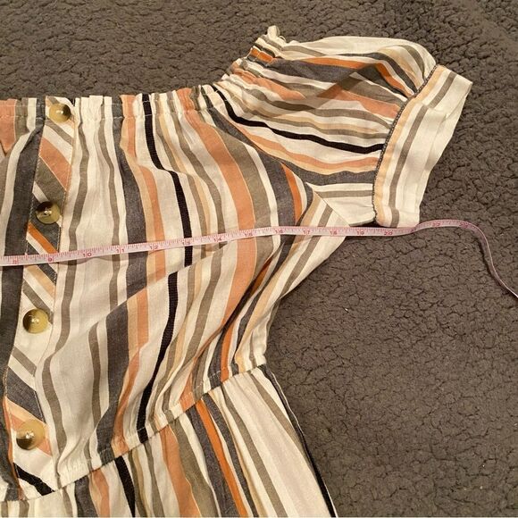 Hint Of Blush Striped Romper Jumpsuit Size Large Wide Leg Cropped - Picture 10 of 11